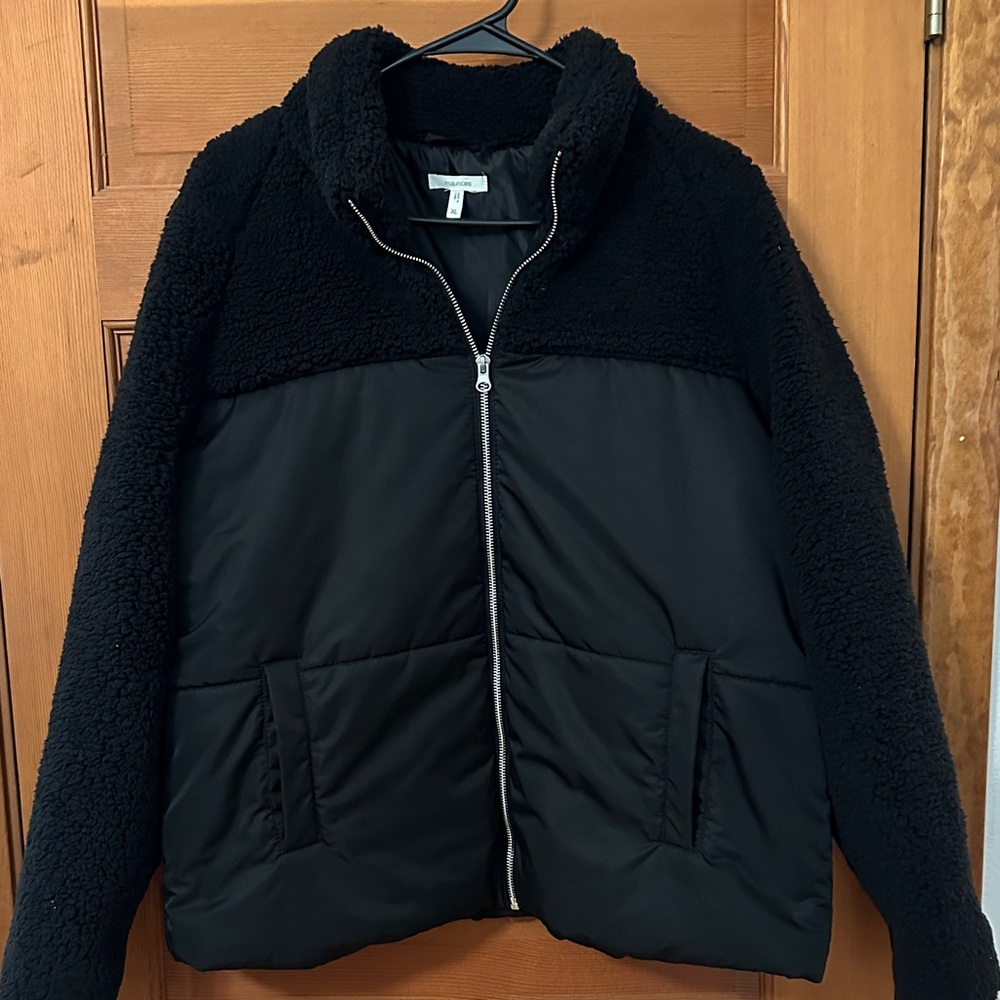 Maurices Black Fleece Bomber Jacket